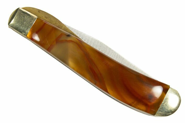 Pocket Knife With Colorful Agate Inlays - Hand-Crafted In Utah #327588
